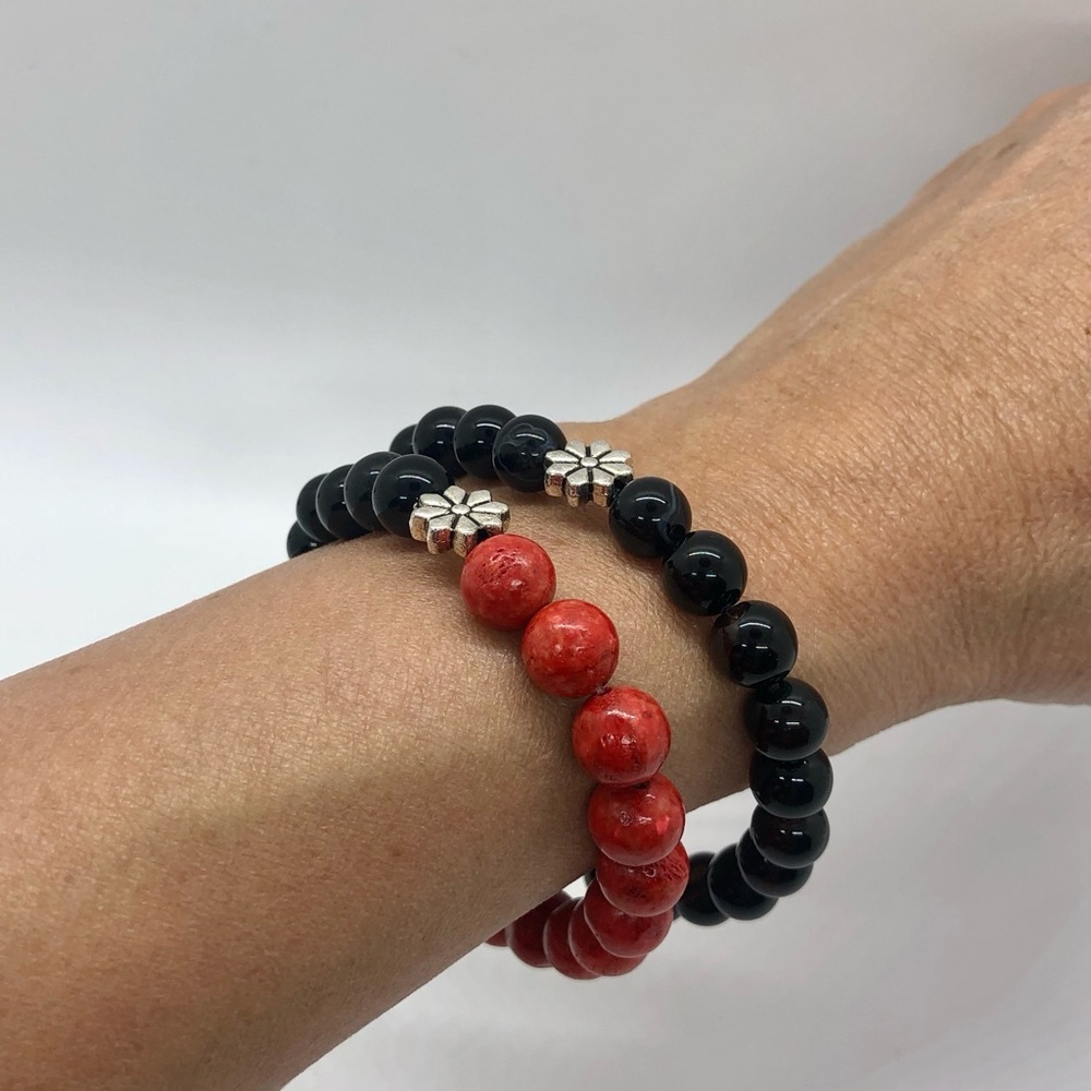 Handmade Agate Coral Bamboo stack Gemstone Bracelets - Picture 7 of 7